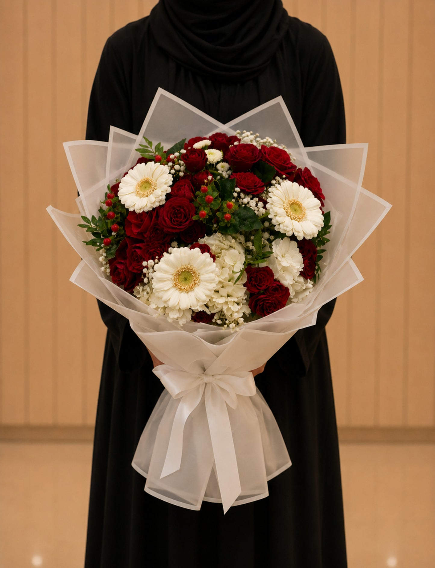 Scarlet Grace™ – Red Roses & White Gerberas