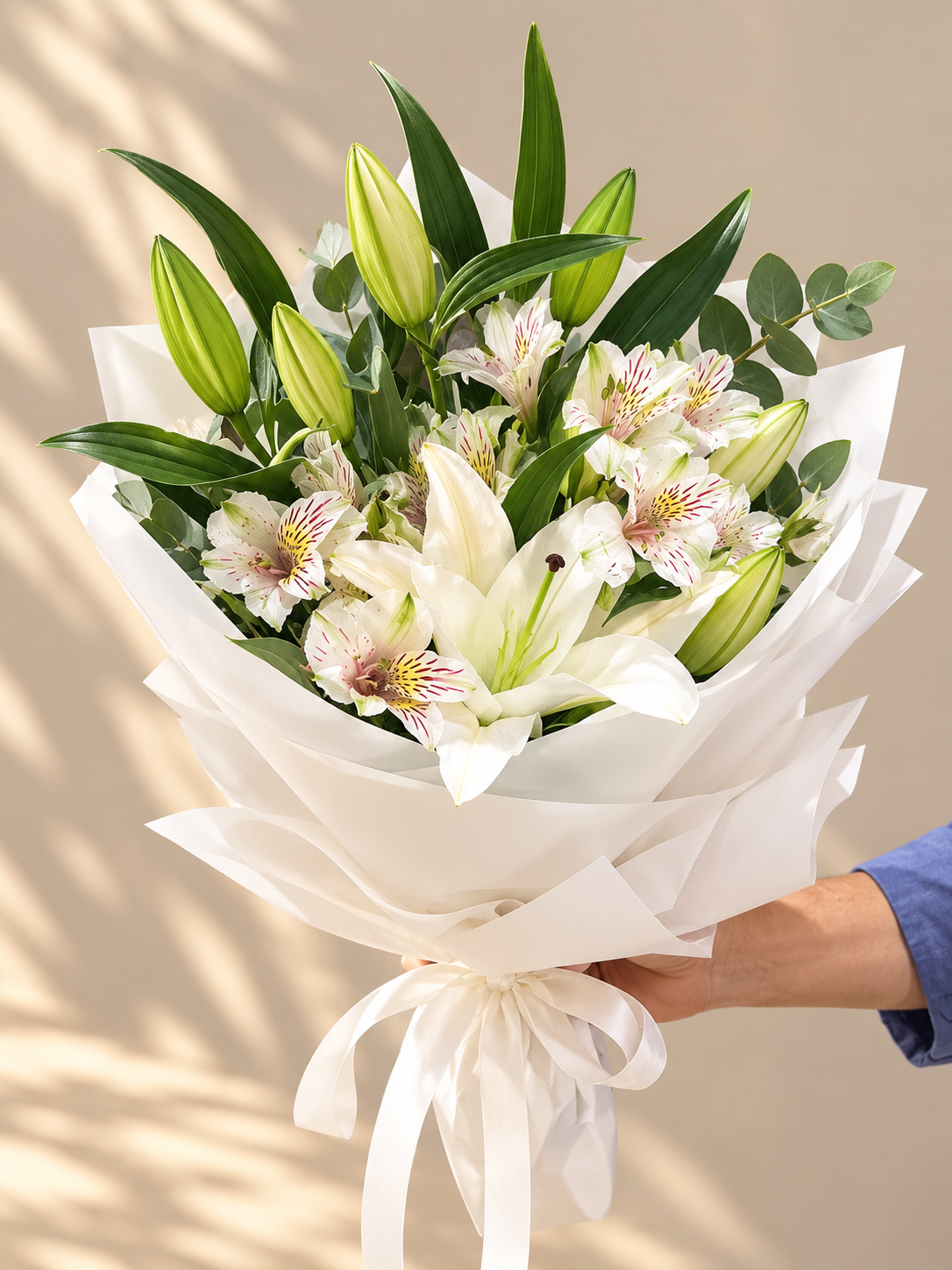 Snow Lily Grace™ – White Lilies & Alstroemeria