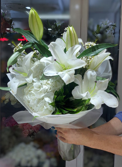 Pure Serenity™ – White Lilies & Hydrangeas