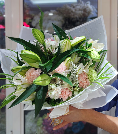 Blushing Lily™ – Pink Lily Hand Bouquet